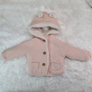 Carter's Baby Girl Pale Pink Button Up Sherpa Knit Hooded Winter Jacket …